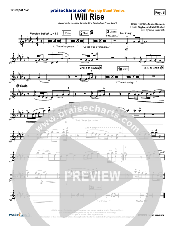 I Will Rise Brass Pack (Chris Tomlin)