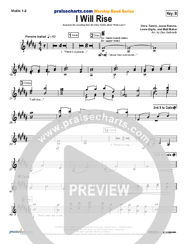 I Will Rise Violin 1/2 (Chris Tomlin)
