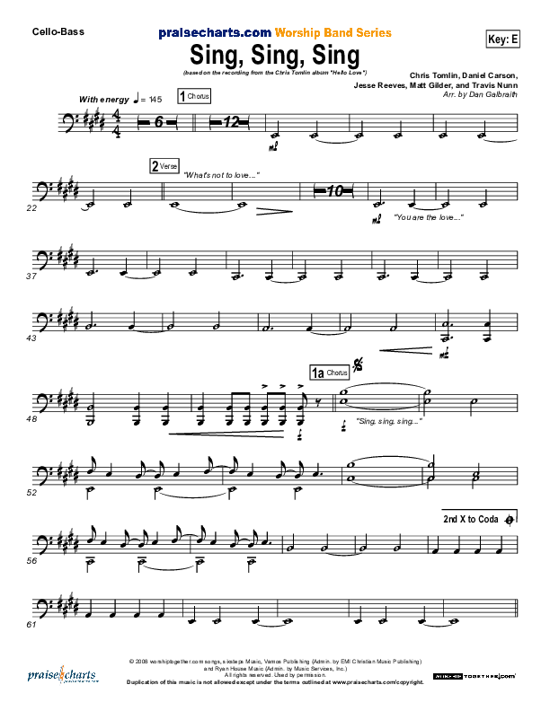 Sing Sing Sing Cello/Bass (Chris Tomlin)