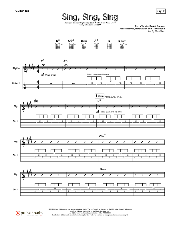 Sing Sing Sing Guitar Tab (Chris Tomlin)