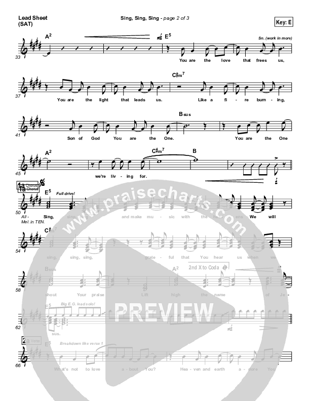 Sing Sing Sing Lead Sheet (Chris Tomlin)