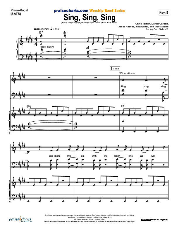 Sing Sing Sing Piano/Vocal Pack (Chris Tomlin)