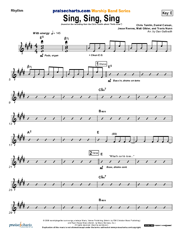 Sing Sing Sing Rhythm Chart (Chris Tomlin)