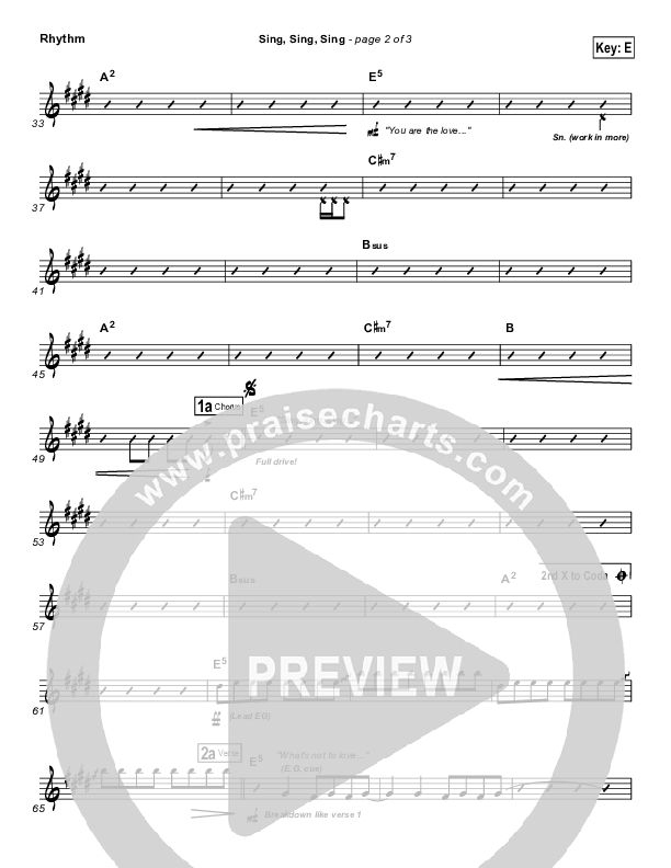 Sing Sing Sing Rhythm Chart (Chris Tomlin)