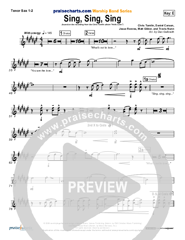 Sing Sing Sing Tenor Sax 1/2 (Chris Tomlin)