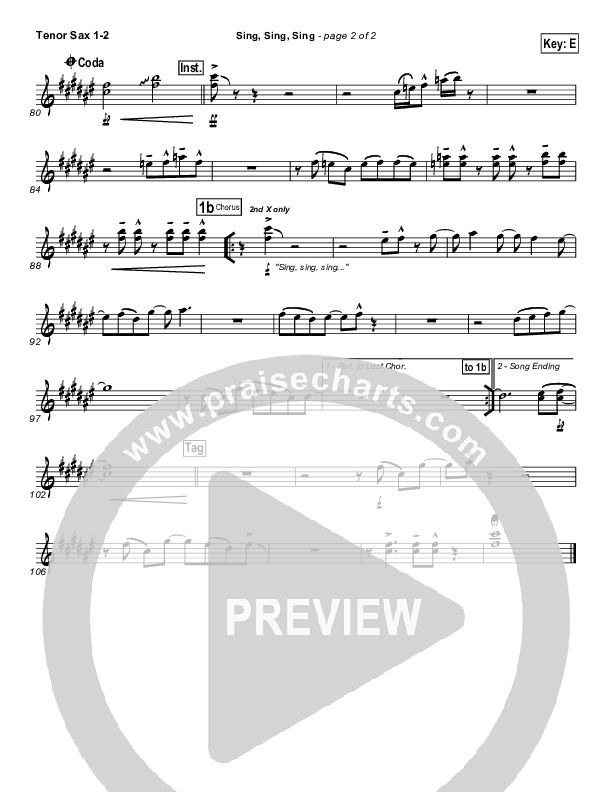 Sing Sing Sing Tenor Sax 1/2 (Chris Tomlin)