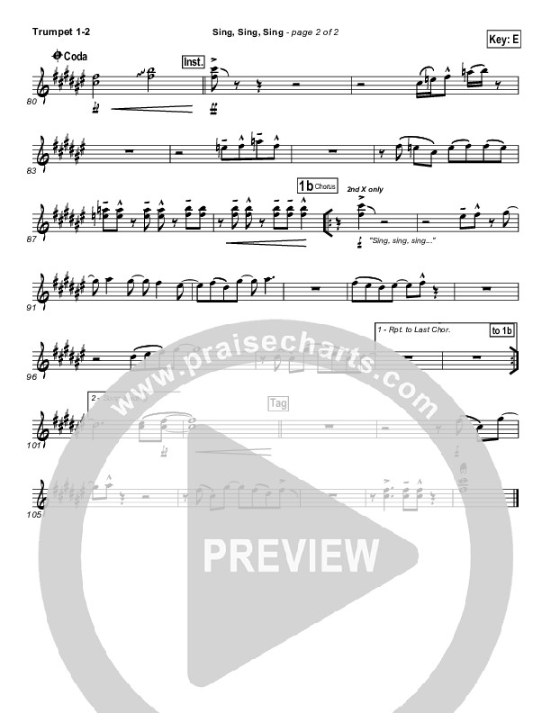 Sing Sing Sing Trumpet 1,2 (Chris Tomlin)