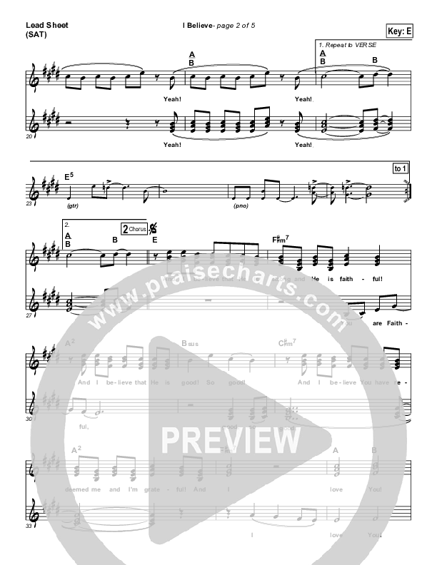 I Believe Lead Sheet (Dennis Jernigan)