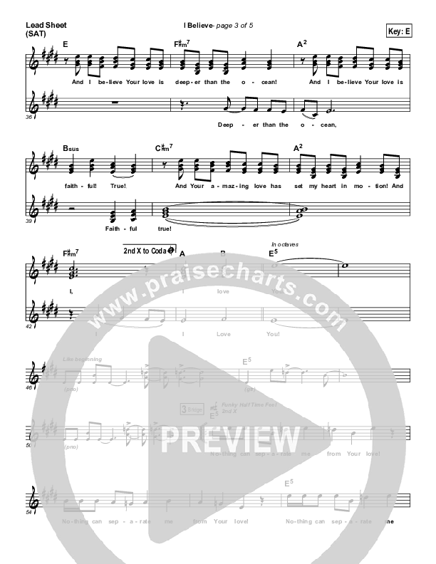 I Believe Lead Sheet (SAT) (Dennis Jernigan)