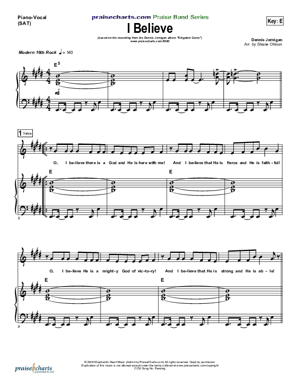 I Believe Lead & Piano (Dennis Jernigan)