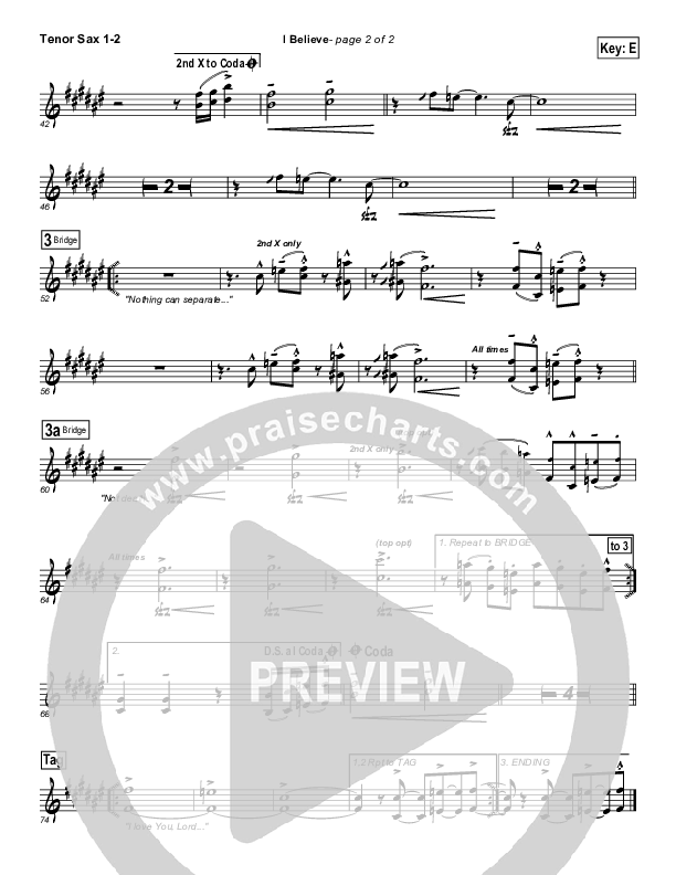 I Believe Tenor Sax 1/2 (Dennis Jernigan)