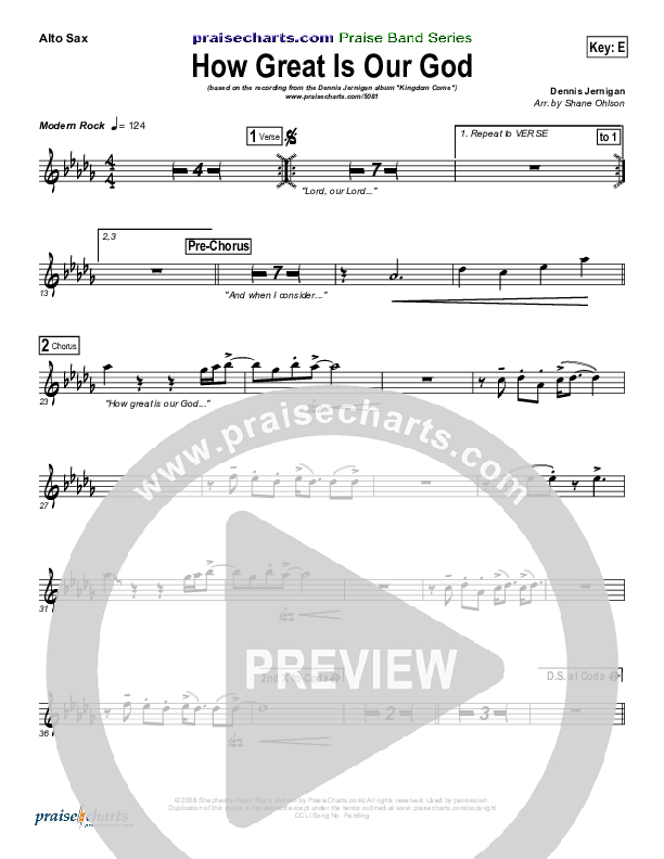 How Great is Our God Alto Sax (Dennis Jernigan)