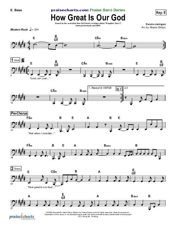 How Great is Our God Bass Guitar (Dennis Jernigan)