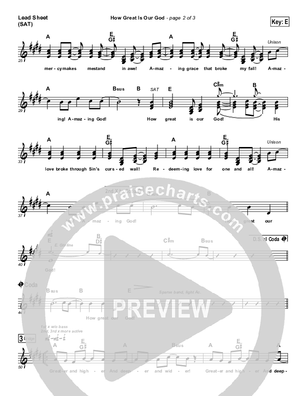 How Great is Our God Lead Sheet (SAT) (Dennis Jernigan)
