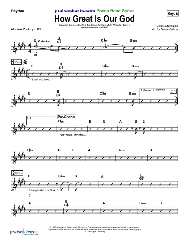 How Great is Our God Rhythm Chart (Dennis Jernigan)