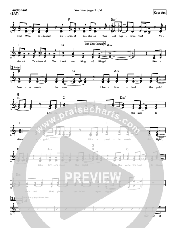 Yeshua Lead Sheet (Dennis Jernigan)