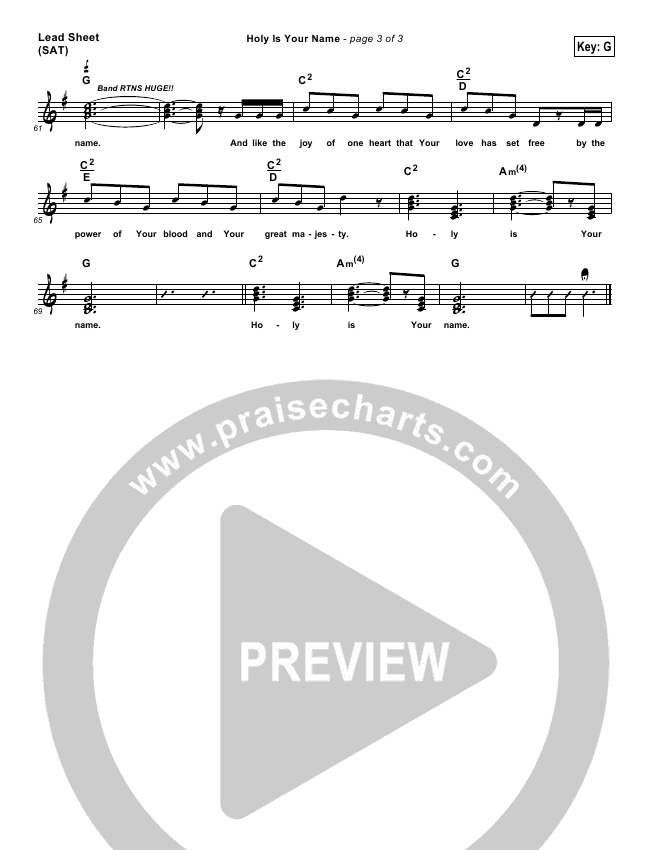 Holy Is Your Name Sheet Music PDF (Dennis Jernigan) - PraiseCharts
