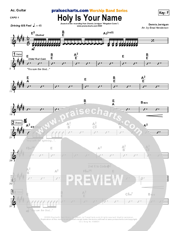 Holy Is Your Name Acoustic Guitar (Dennis Jernigan)