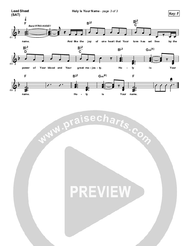 Holy Is Your Name Lead Sheet (Dennis Jernigan)