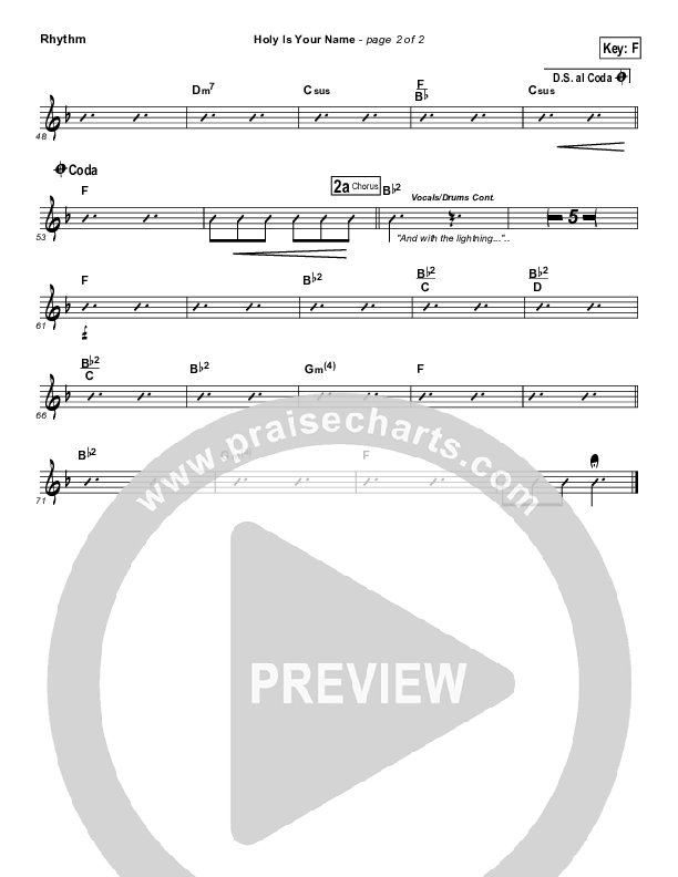 Holy Is Your Name Rhythm Chart (Dennis Jernigan)