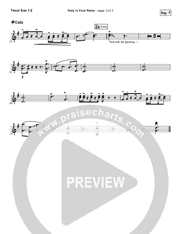 Holy Is Your Name Tenor Sax 1/2 (Dennis Jernigan)