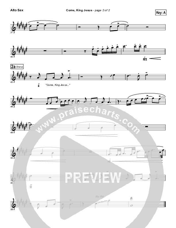 Come King Jesus Alto Sax (Dennis Jernigan)