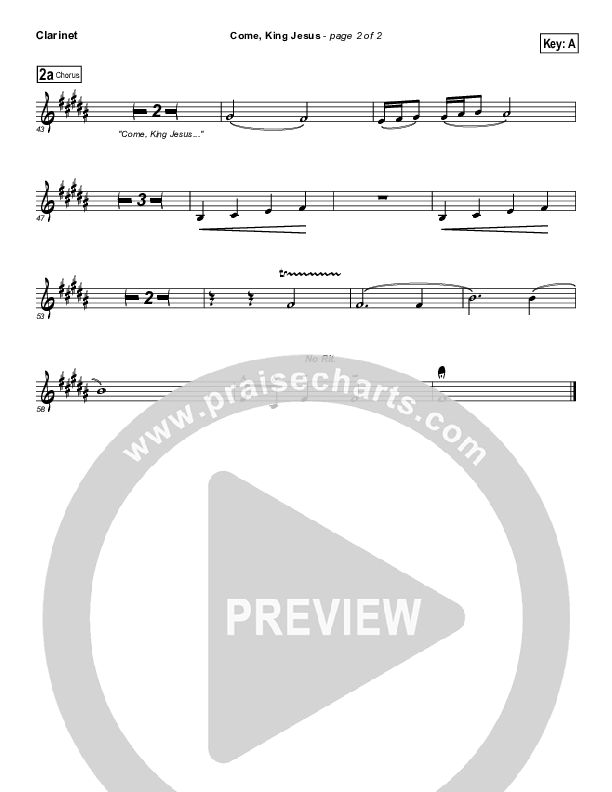 Come King Jesus Clarinet (Dennis Jernigan)