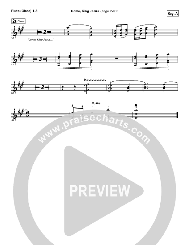 Come King Jesus Flute/Oboe 1/2/3 (Dennis Jernigan)