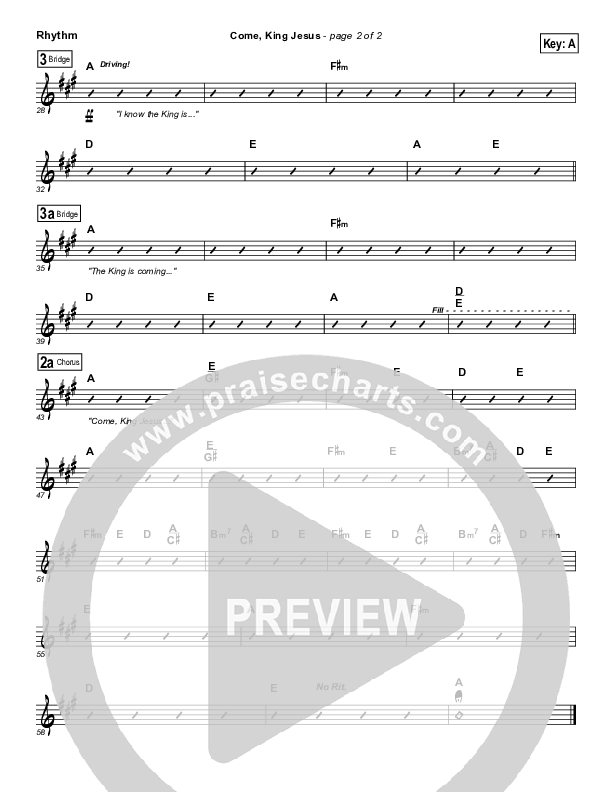 Come King Jesus Rhythm Chart (Dennis Jernigan)