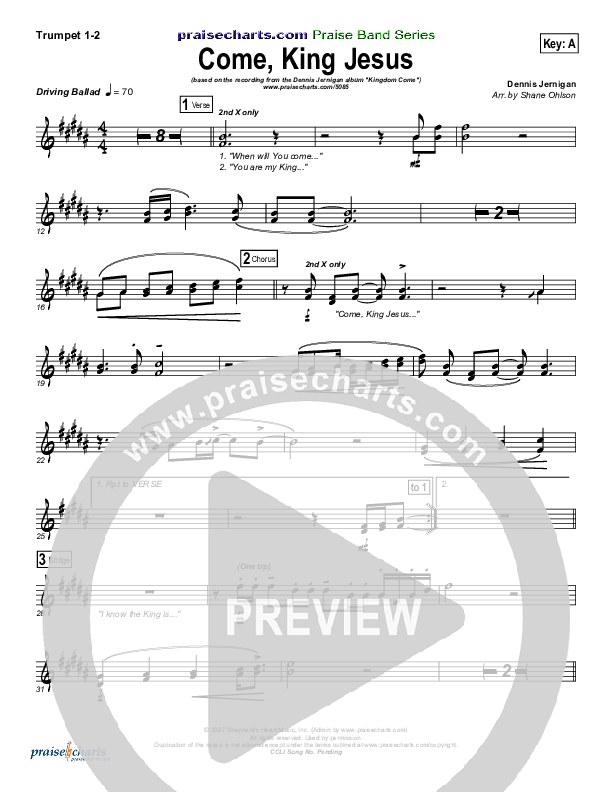 Come King Jesus Trumpet 1,2 (Dennis Jernigan)