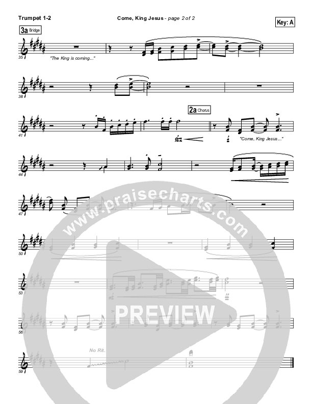 Come King Jesus Trumpet 1,2 (Dennis Jernigan)