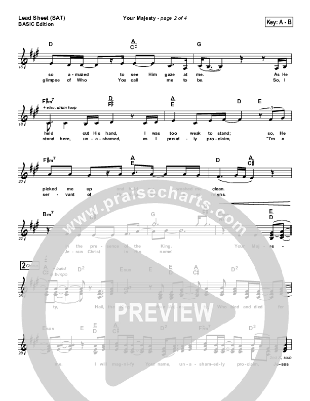 Your Majesty Lead Sheet (SAT) (Dennis Jernigan)