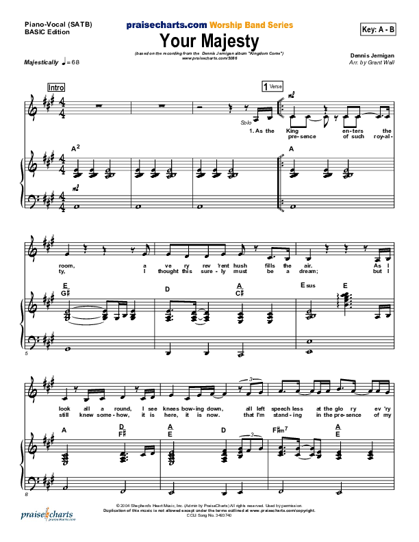 Your Majesty Piano/Vocal (Dennis Jernigan)