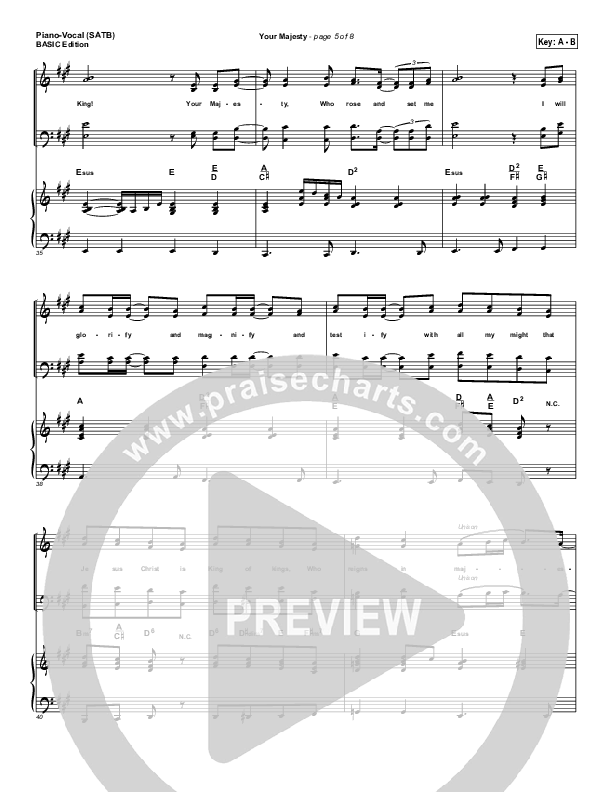 Your Majesty Piano/Vocal (SATB) (Dennis Jernigan)