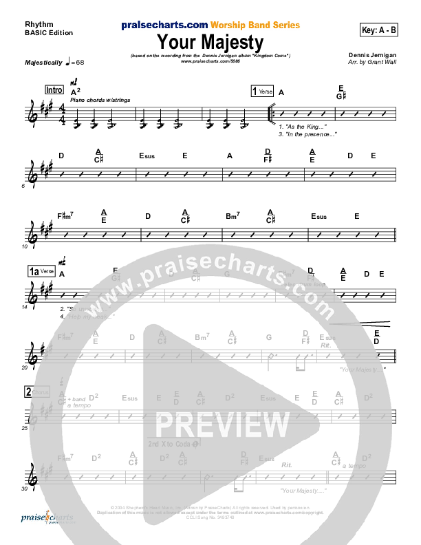 Your Majesty Rhythm Chart (Dennis Jernigan)