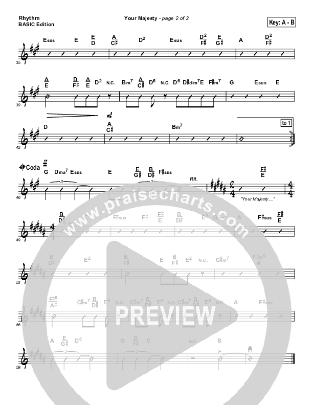 Your Majesty Rhythm Chart (Dennis Jernigan)