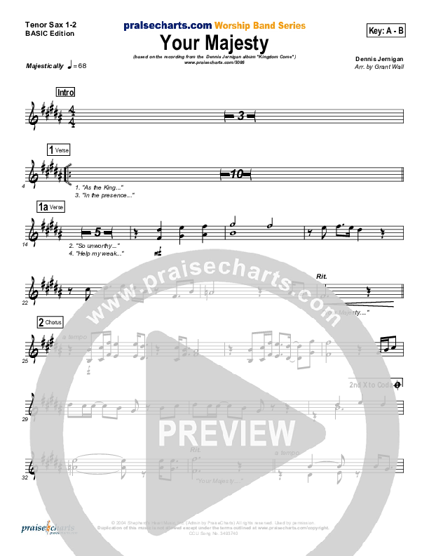 Your Majesty Tenor Sax 1/2 (Dennis Jernigan)