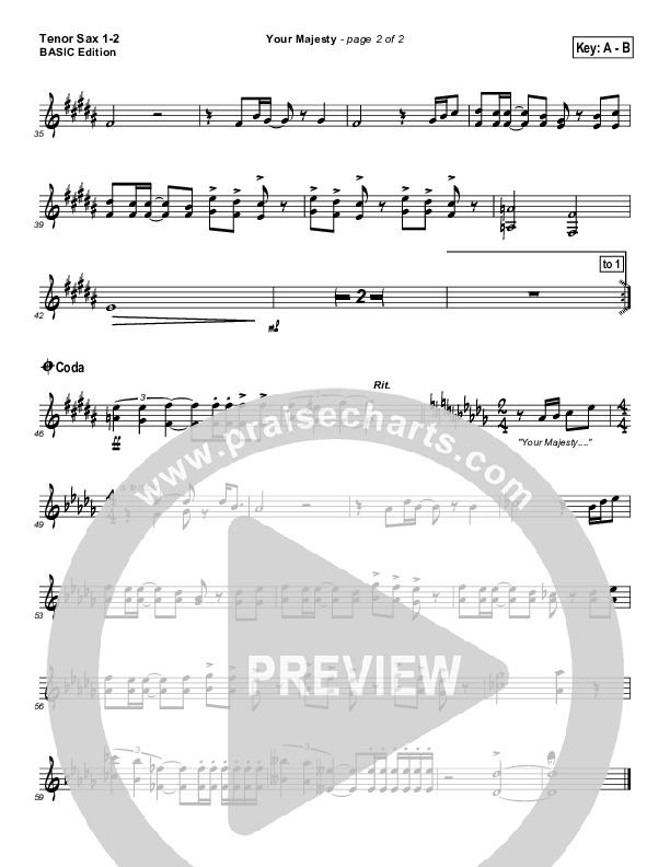 Your Majesty Tenor Sax 1/2 (Dennis Jernigan)