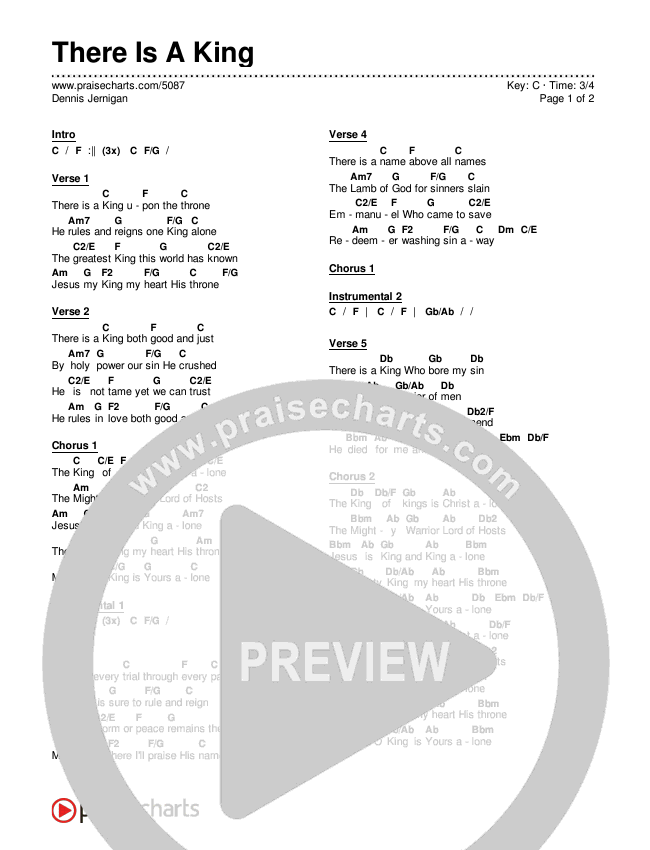 There Is A King Chords & Lyrics (Dennis Jernigan)
