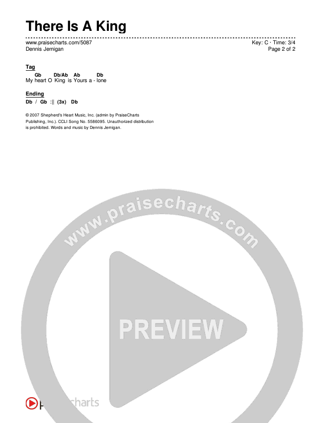 There Is A King Chords & Lyrics (Dennis Jernigan)