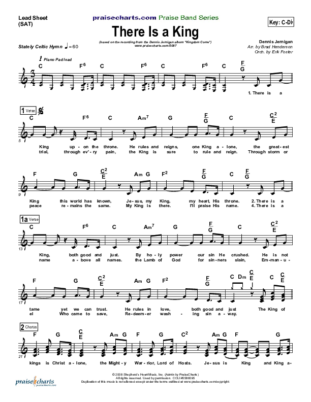 There Is A King Lead Sheet (SAT) (Dennis Jernigan)