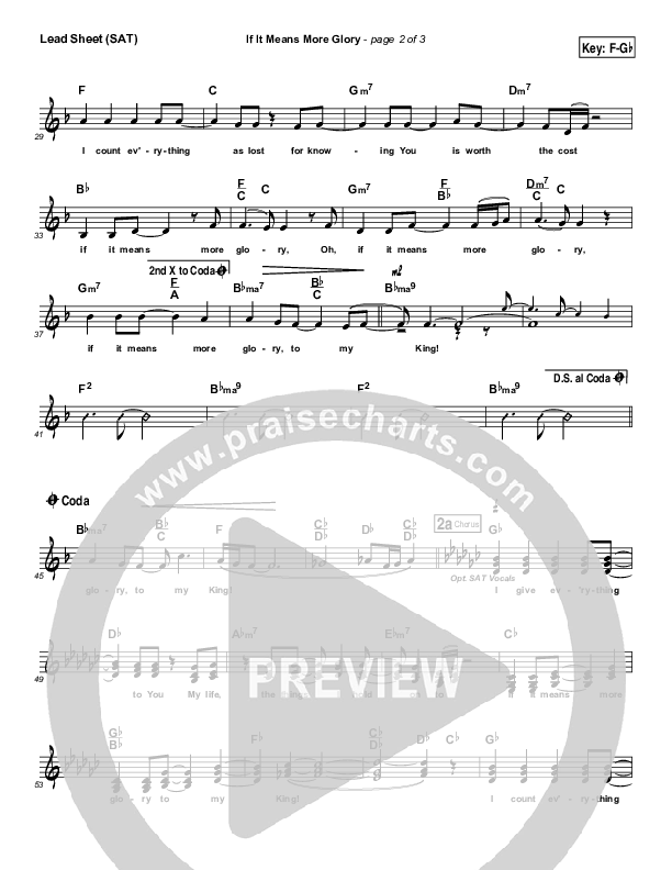 If It Means More Glory Lead Sheet (Dennis Jernigan)