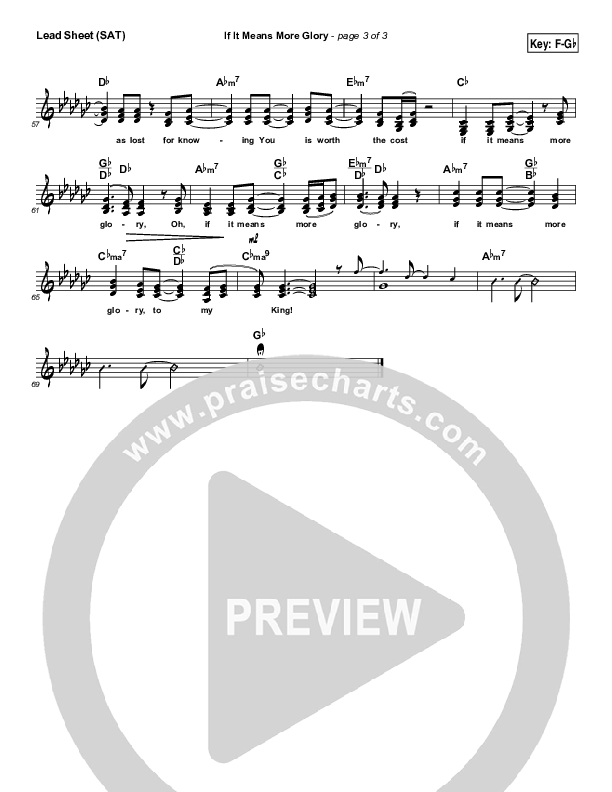 If It Means More Glory Lead Sheet (Dennis Jernigan)