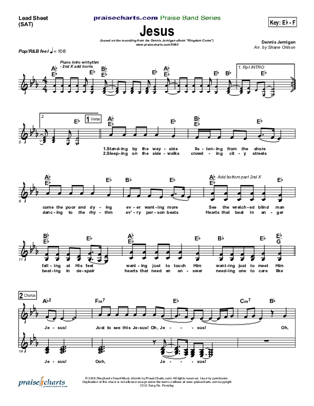 Jesus Lead Sheet (Dennis Jernigan)