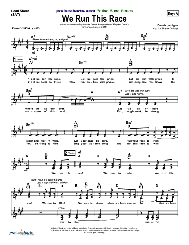 We Run This Race Lead Sheet (Dennis Jernigan)