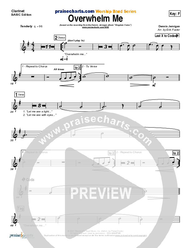 Overwhelm Me Clarinet (Dennis Jernigan)