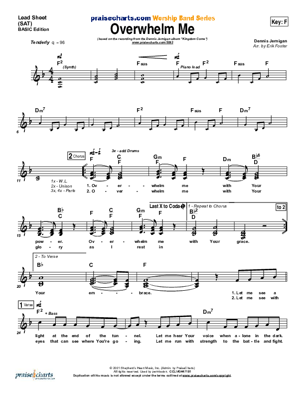 Overwhelm Me Lead Sheet (Dennis Jernigan)