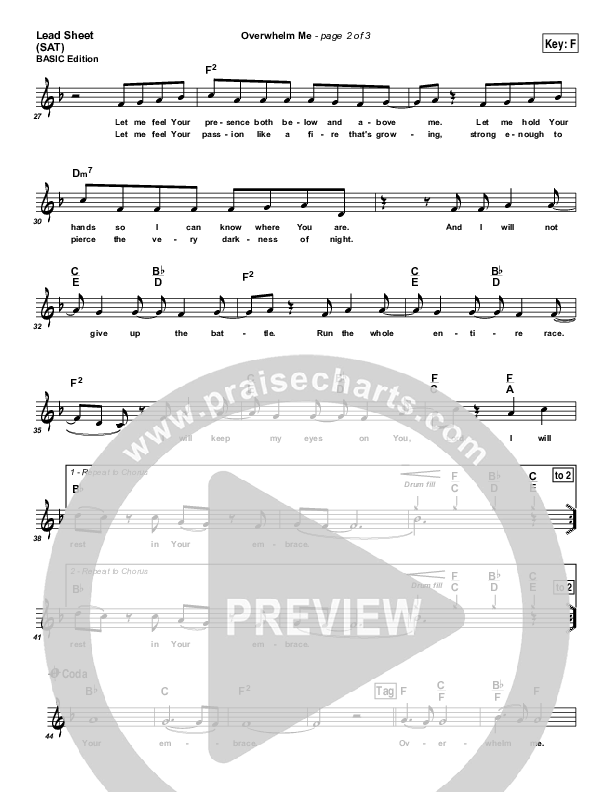 Overwhelm Me Lead Sheet (Dennis Jernigan)