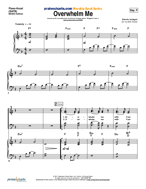 Overwhelm Me Piano/Vocal (Dennis Jernigan)