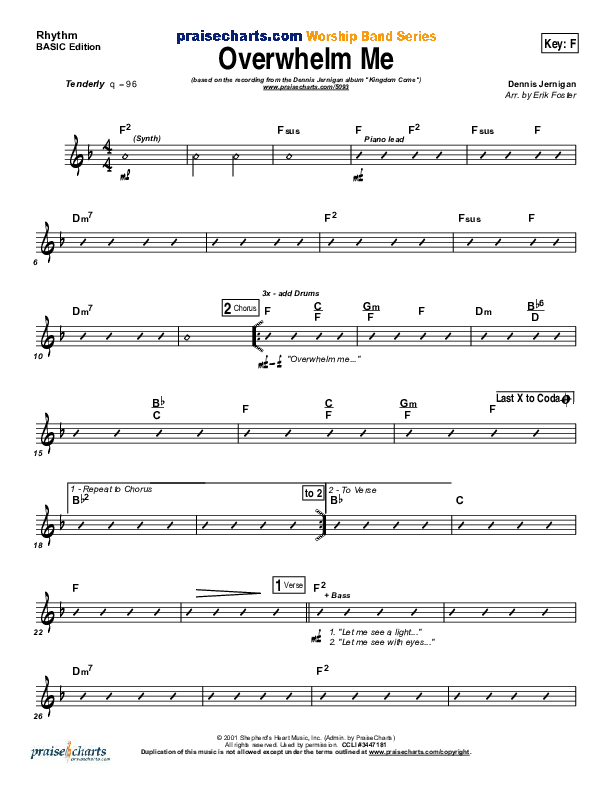 Overwhelm Me Rhythm Chart (Dennis Jernigan)